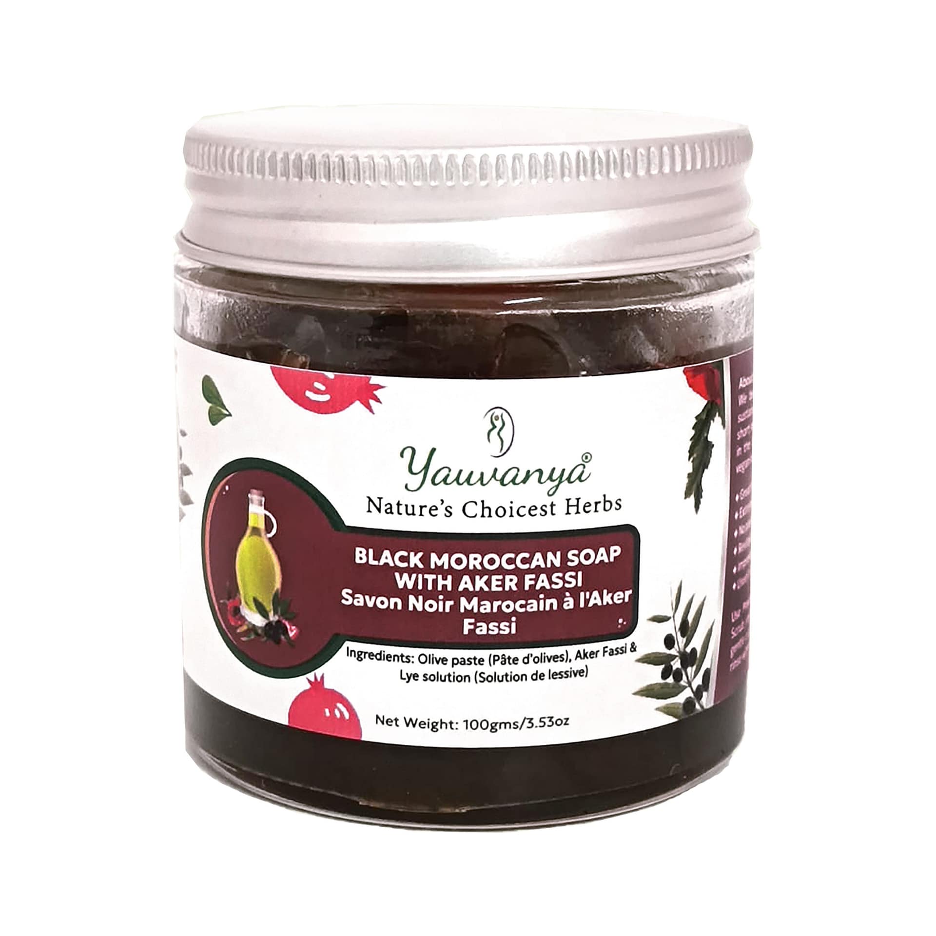 Yauvanya Black Moroccan Beldi Soap with Aker Fassi 100g | Exfoliates & Nourishes Skin